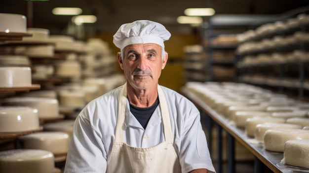 Artigiano in cremaia con formaggio invecchiato