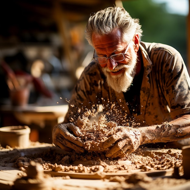 Artisan at Work Pottery Clay Shaping