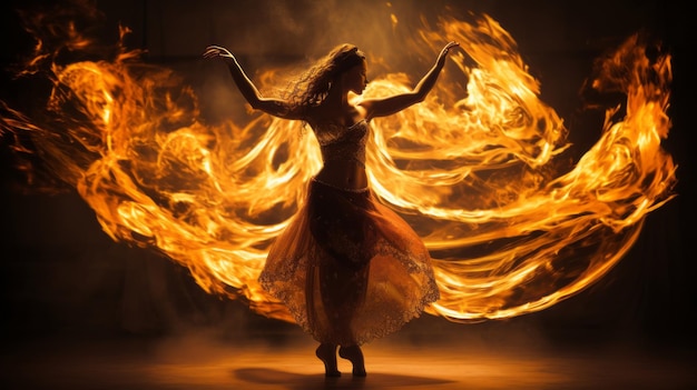 Artista della danza del fuoco Bellissima illustrazione Generativa AI