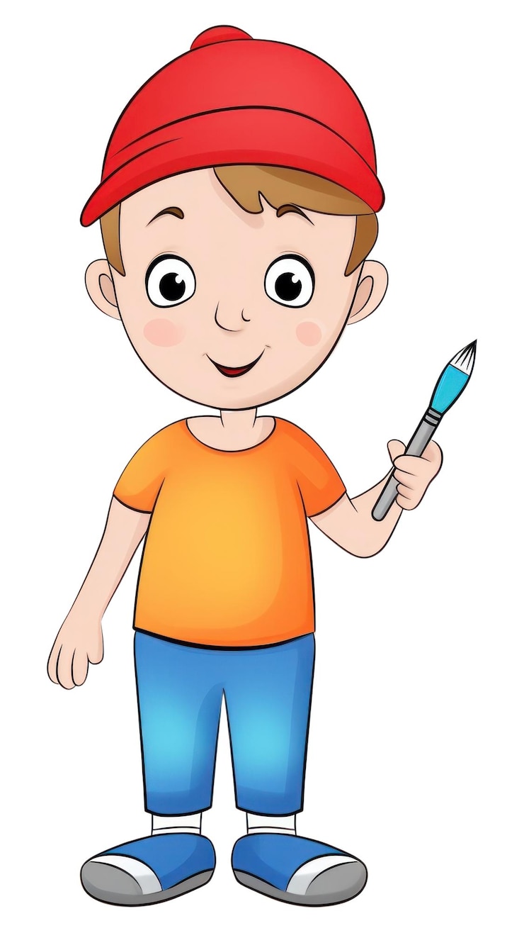 Foto artista png con un pennello da disegno a pennello