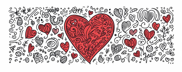 Artistic Heart Doodle con elementi di San Valentino