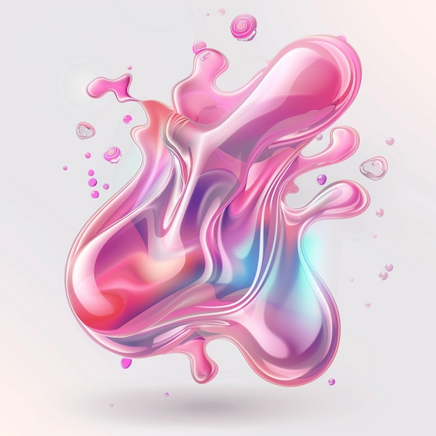Artistica fluida rosa stravagante che balla in un paesaggio da sogno trasparente