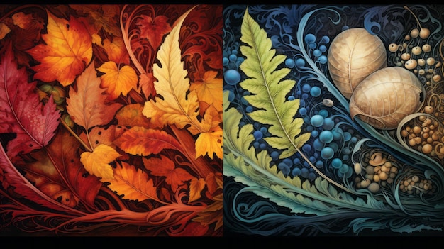 Artistiche foglie d'autunno illustrate Celebrazione dell'autunnale
