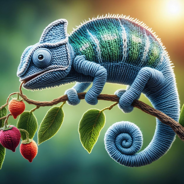 Artwork colorato di camaleonti a maglia generato dall'IA