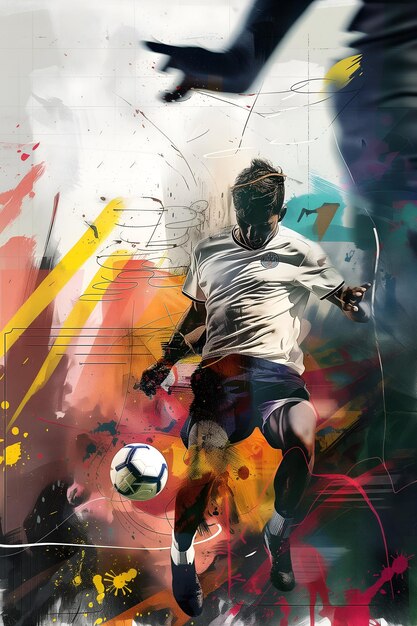 Artwork con un giocatore di calcio in azione