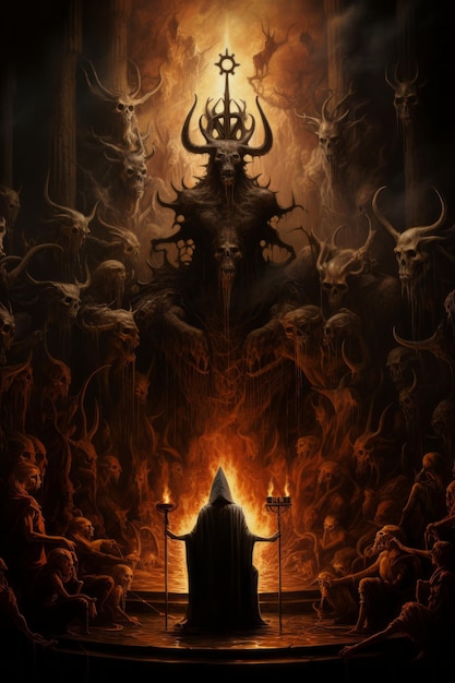 Artwork di album black metal raffigurante un antico culto satanico di Moloch 45