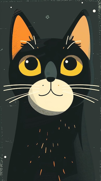 Artwork di gatto simmetrico minimalista per la grafica del blog