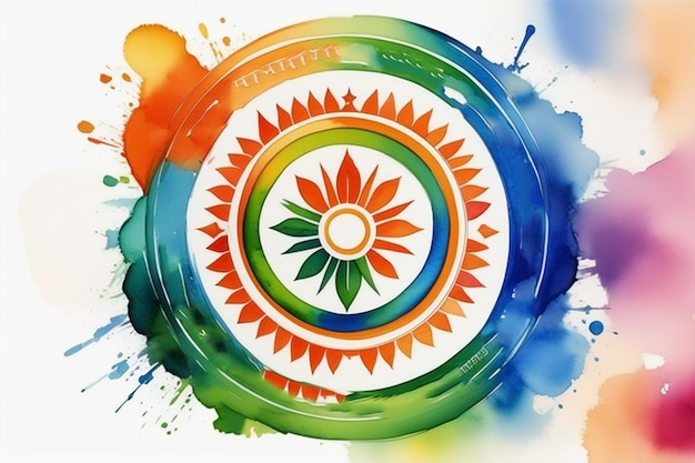 Artwork tricolore Bandiera indiana e Ashoka Chakra Splendor