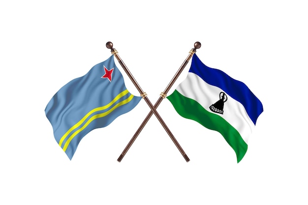 Aruba contro Lesotho due bandiere di paesi Background