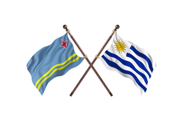 Aruba contro Uruguay due bandiere di paesi Background