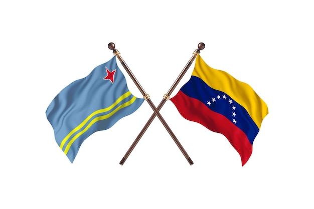 Aruba contro Venezuela due bandiere di paesi Background