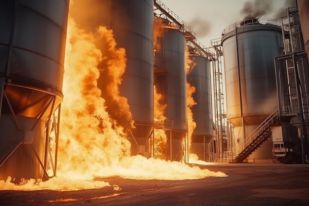 Ascensori con grano in fiamme