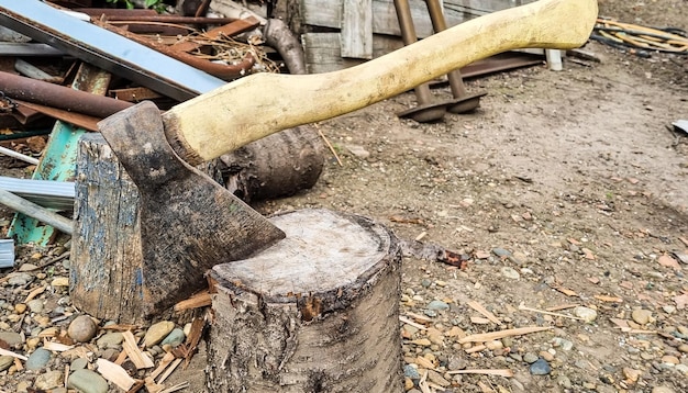 Ascia e manico di ascia Lavorazione del legno Deforestazione con un'ascia affilata Ascia per tagliare la legna