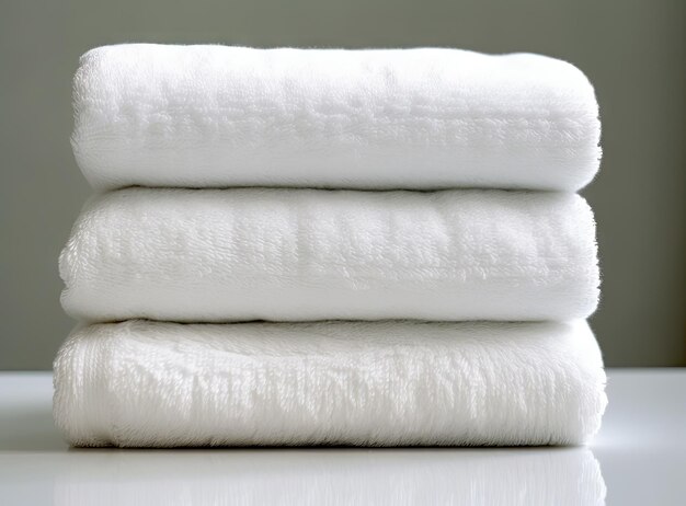 Asciugamani puliti bianchi in bagno creati con la tecnologia generativa AI