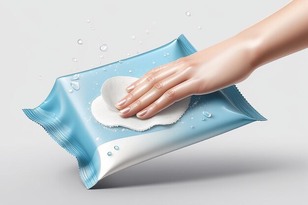 Asciugamani umidi realistici che scivolano lisciamente sulla superficie con effetto scintillante per la pulizia o la disinfezione igieniche