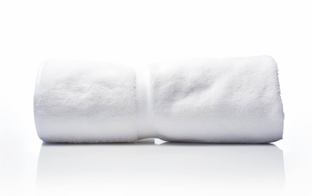 Asciugamano da ginnastica bianco Close up su sfondo bianco