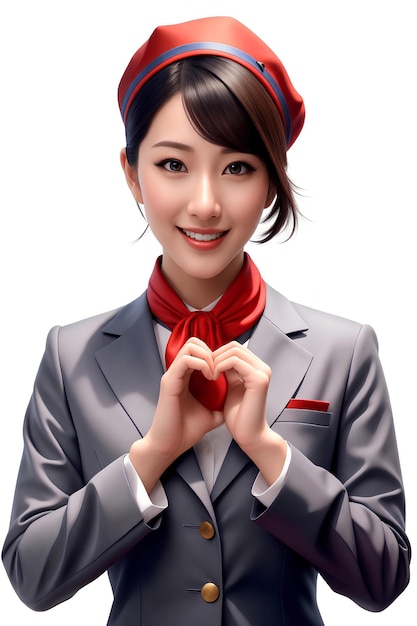 Asia donna hostess blu uniforme immagini con AI generato