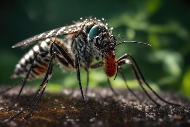 Asian Tiger Mosquito close-up image ai generative