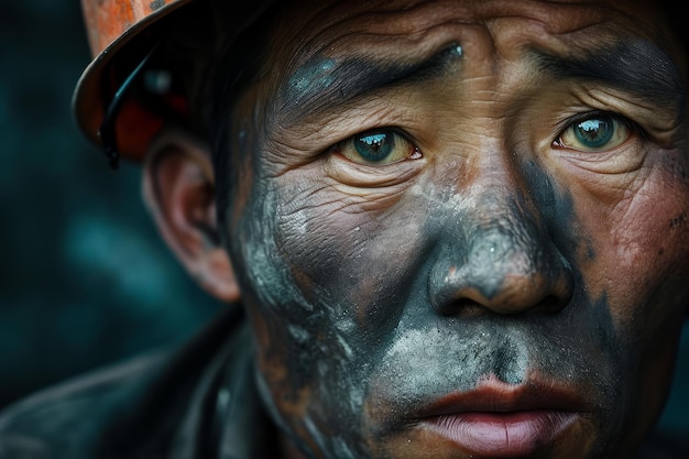 Asiatico minatore faccia lavoratore Generate Ai