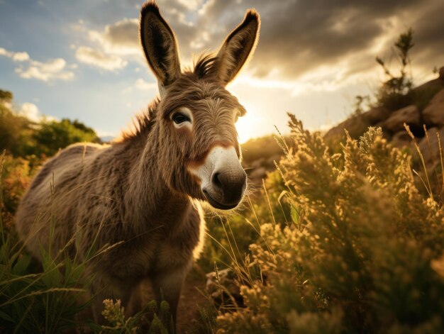 Asino nel suo habitat naturale Fotografia della fauna selvatica IA generativa