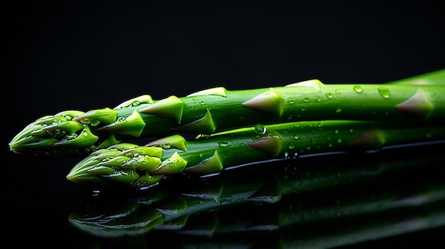 Asparagi Asparagi verdi freschi su sfondo nero ardesia