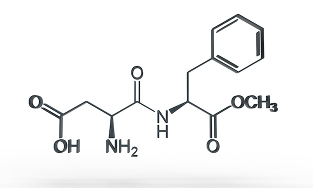 aspartame modello dolcificante alimentare zucchero chimico dieta artificiale chimica fondo bianco dolce salute