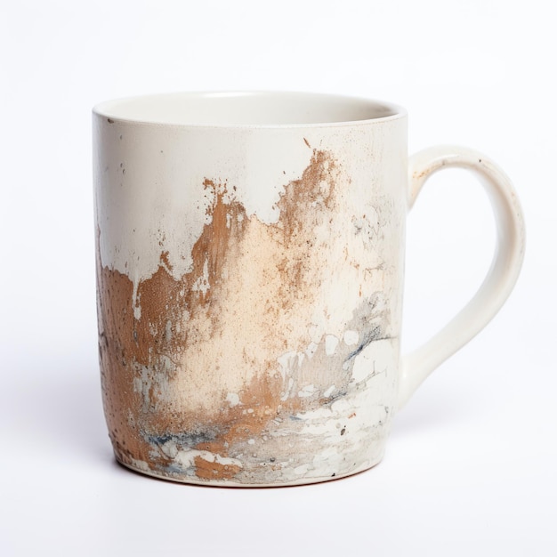 Aspetti dell'estetismo catturando l'eleganza in una tazza di caffè in ceramica fotografica su un sereno bianco C