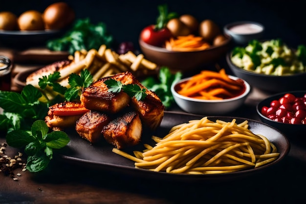 Assapora le magiche e deliziose esperienze gastronomiche Migliori foto di cibo generate dall'intelligenza artificiale