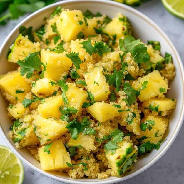 Assaporate le deliziose insalate di quinoa di ananas e cilantro