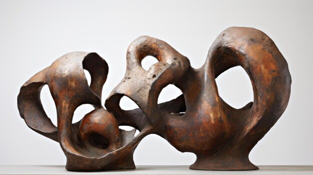 Assemblaggio in bronzo arrugginito ispirato da Henry Moore e Karl Blossfeldt