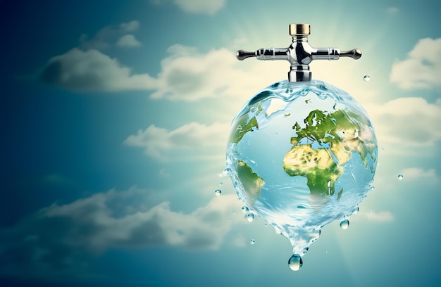 Assicurare l'acqua pulita per il mondo intero World water day concept and text empty space web banner