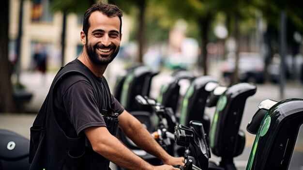 Assistente di stazione di scooter elettrici incentrato sulla mobilità urbana