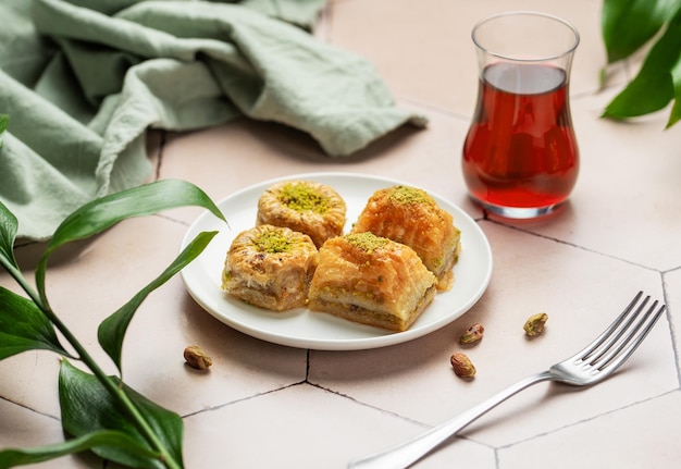 Assortimento di dessert di baklava turco