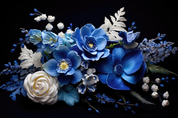 Assortimento di fiori per il lunedì blu