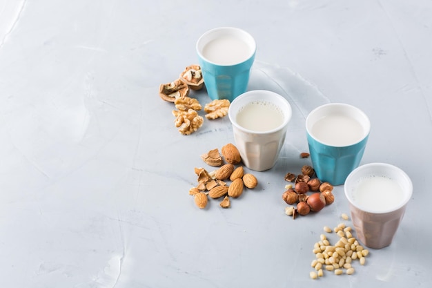 Assortimento di latte vegano biologico non caseario