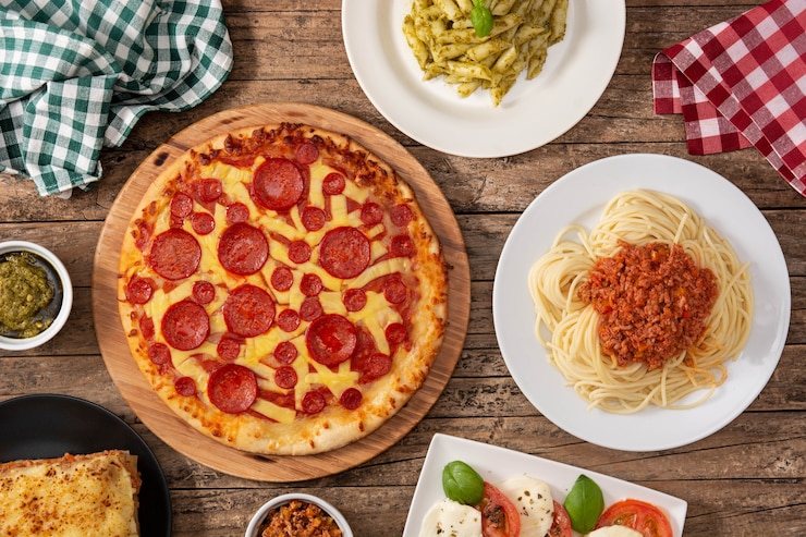 Foto assortimento di primi piatti italiani