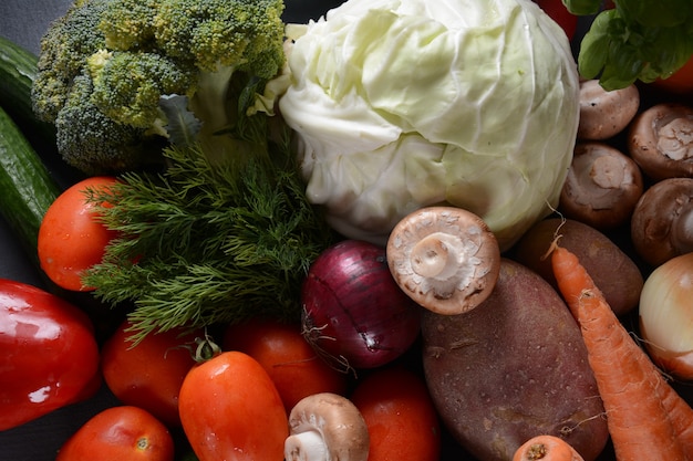 Assortimento di verdure fresche Sfondo di cibo sano