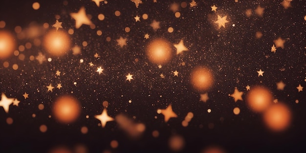 astratte particelle stellari arancione e nere sfondo bokeh con luccichi luci sfocate e stelle