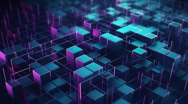 Astratto blu viola glitch blockchain sfondo futuristico tecnologia concetto cyber