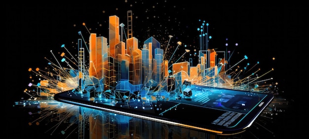 astratto business digitale città smart phone ai