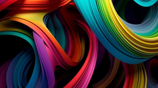Astratto colorato ad anello bg arte moderna bagliore di particelle e linee Struttura ornamentale colore gradiente arcobaleno Bellissimo concetto di topografia AI generativa