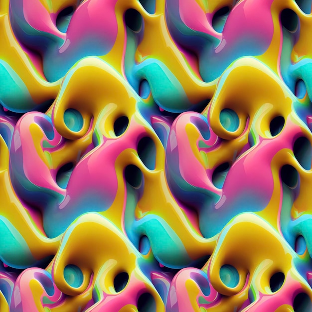 Astratto colorato funky surreale psichedelico dinamico liquido 3D forma sostanza modello senza soluzione di continuità