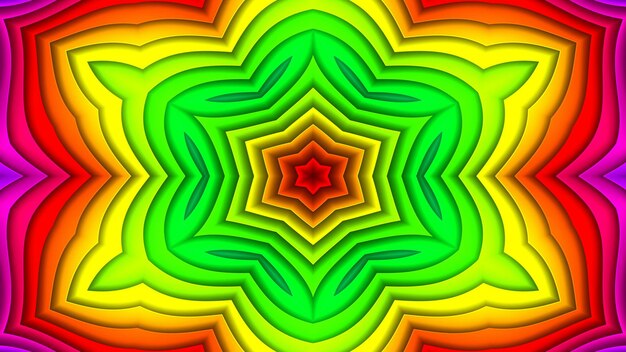 Astratto colorato ipnotico modello simmetrico movimento caleidoscopio decorativo ornamentale cerchio geometrico e forme a stella