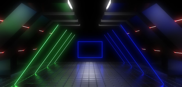 astratto con luci al neon. tunnel al neon. illustrazione