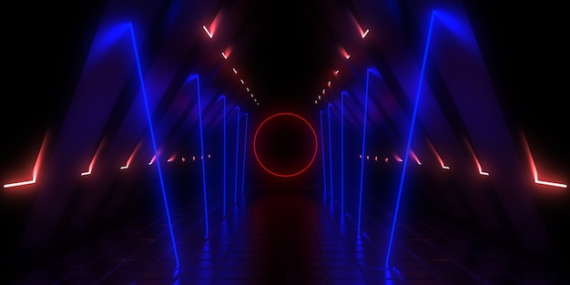 astratto con luci al neon. tunnel al neon. illustrazione