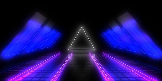 astratto con luci al neon. tunnel al neon. illustrazione