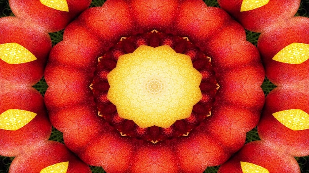 Astratto concetto di cibo vegetale modello simmetrico movimento caleidoscopio decorativo ornamentale cerchio geometrico e forme a stella