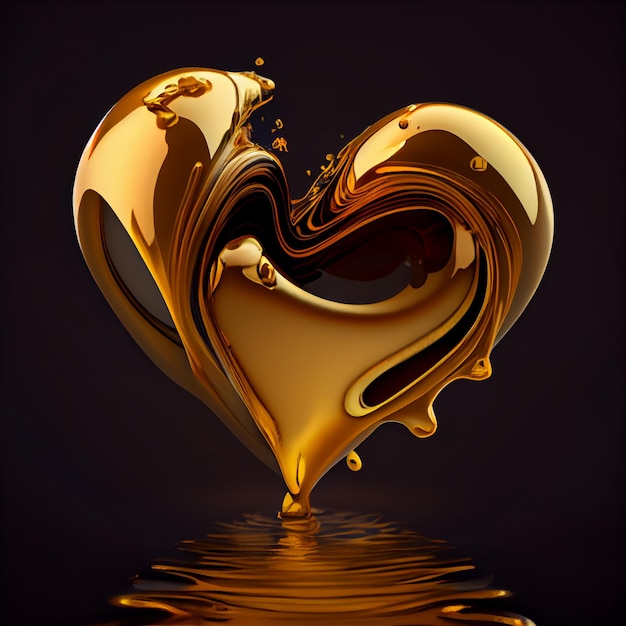 Astratto cuore forma sfondo dorato fluido cuore icona simbolo amore carta da parati San Valentino