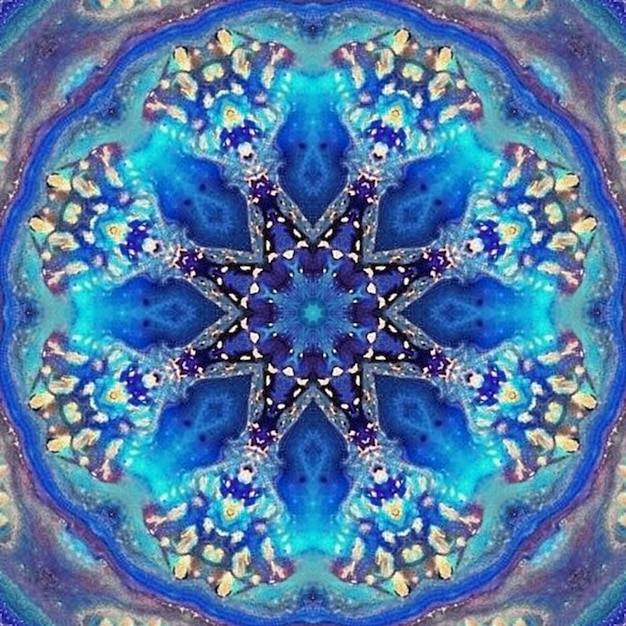 Astratto dipinto blu immagine mandala di Vishuddha chakra