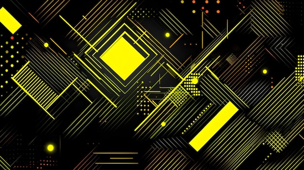 Astratto geometrico neon sfondo giallo ai generativa